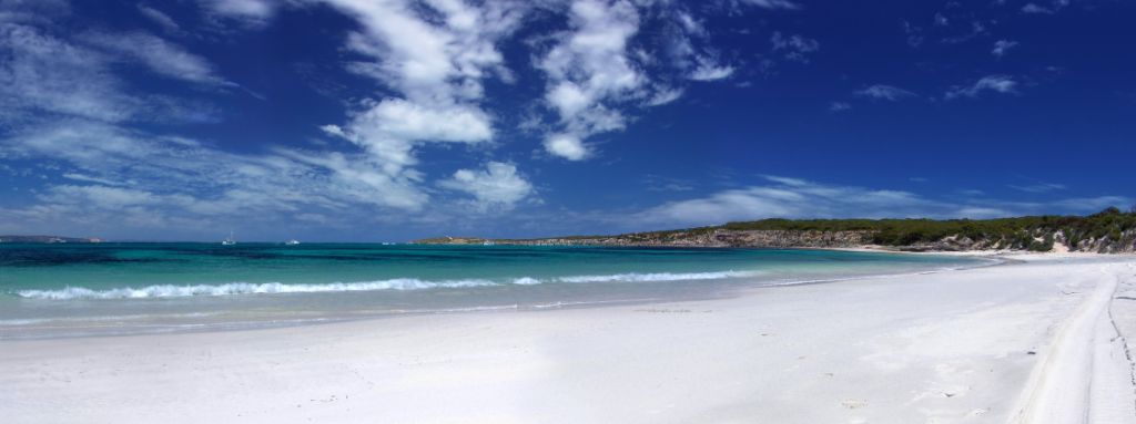 Wide panoramic view over a beach in Australia near Darwin