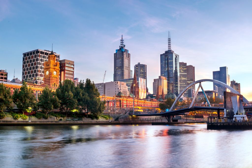 View of the Melbourne skyline in Australia