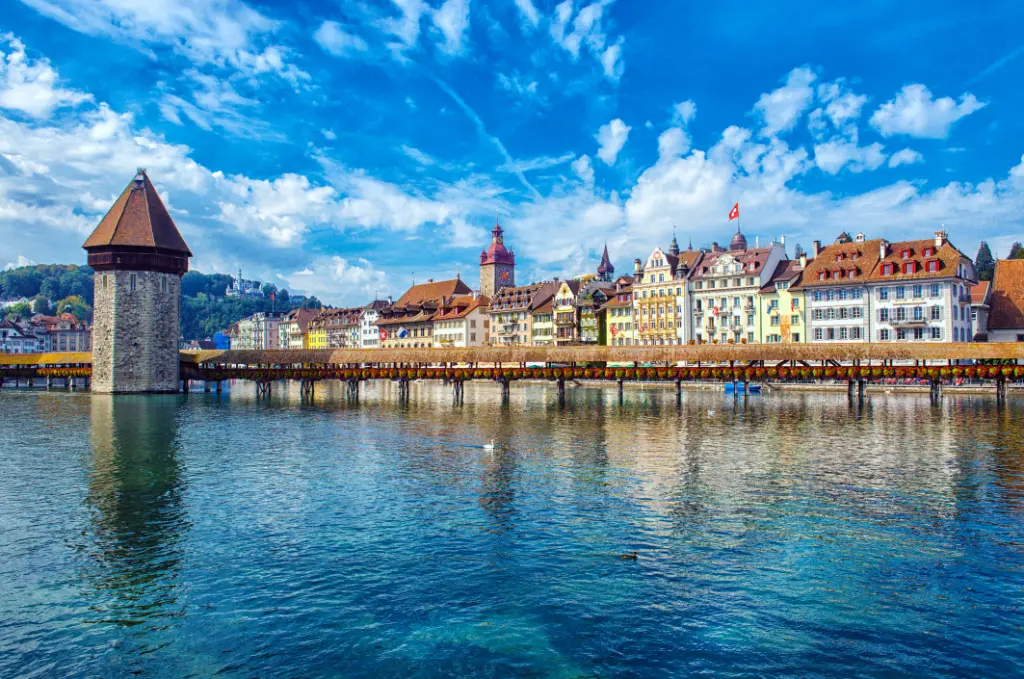 Old Tower and Bridge at Lucerne Switzerland