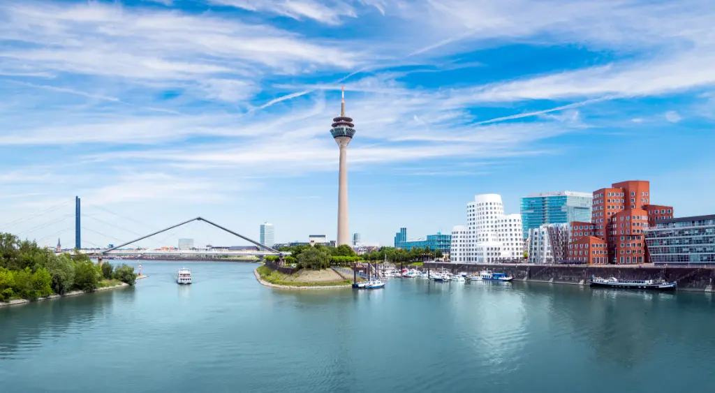 Medienhafen and marina of the city of Düsseldorf in Germany