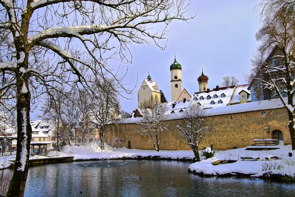 Winter view of Isny, Bavaria, from outside the city walls