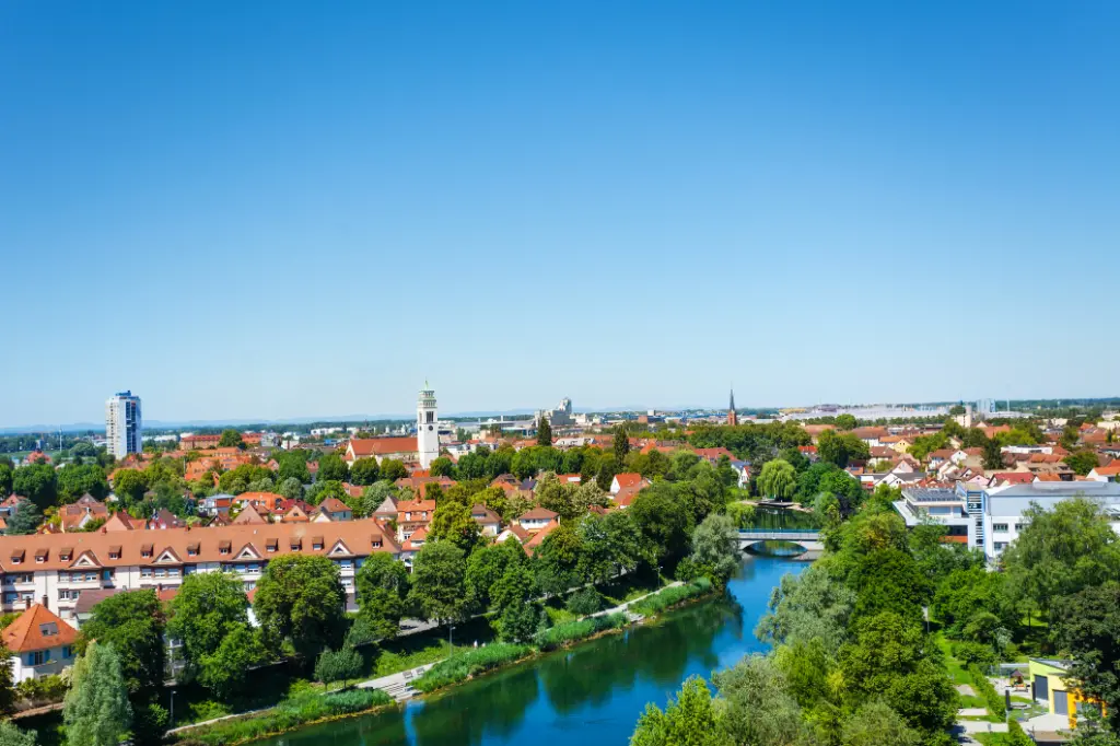 Panarama of Kehl village in Germany close to border with France and Strasbourg