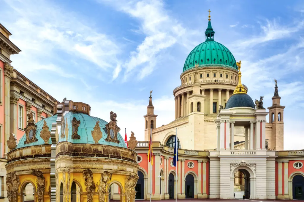 St. Nicholas' Church and the Landtag (Parliament) of Brandenburg in Potsdam, Germany.