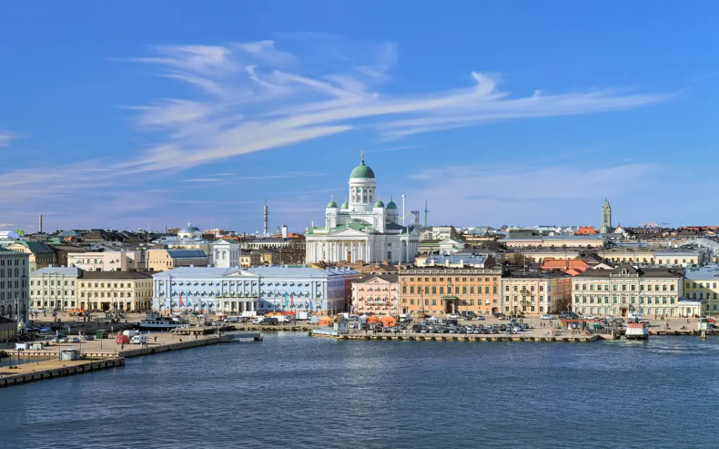 Cityscape of Helsinki with Cathedral, South Harbor and Market Square