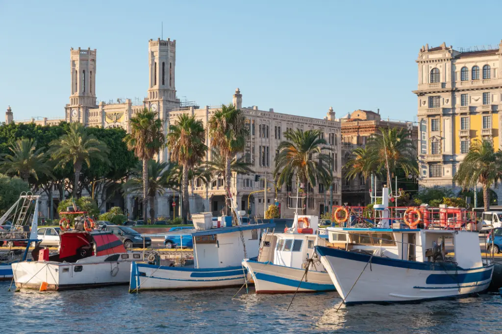 Cagliari Marina Sunset Light Palazzo Civico Sardinia Italy