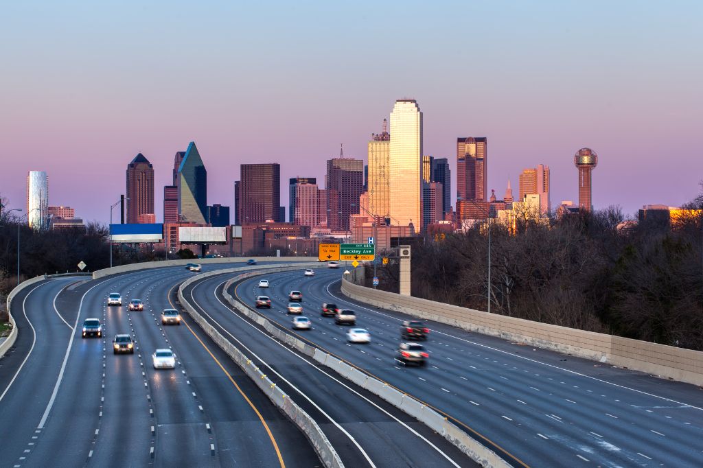 Dallas downtown skyline in the evening