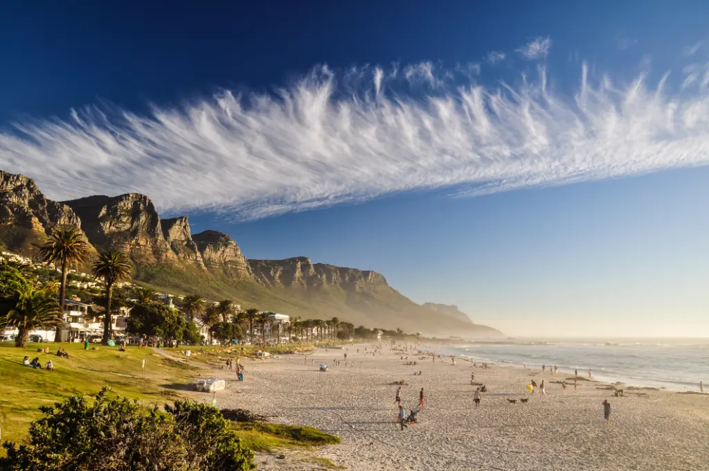 Stunning shot of Camps Bay Beach - Cape Town, South Africa.