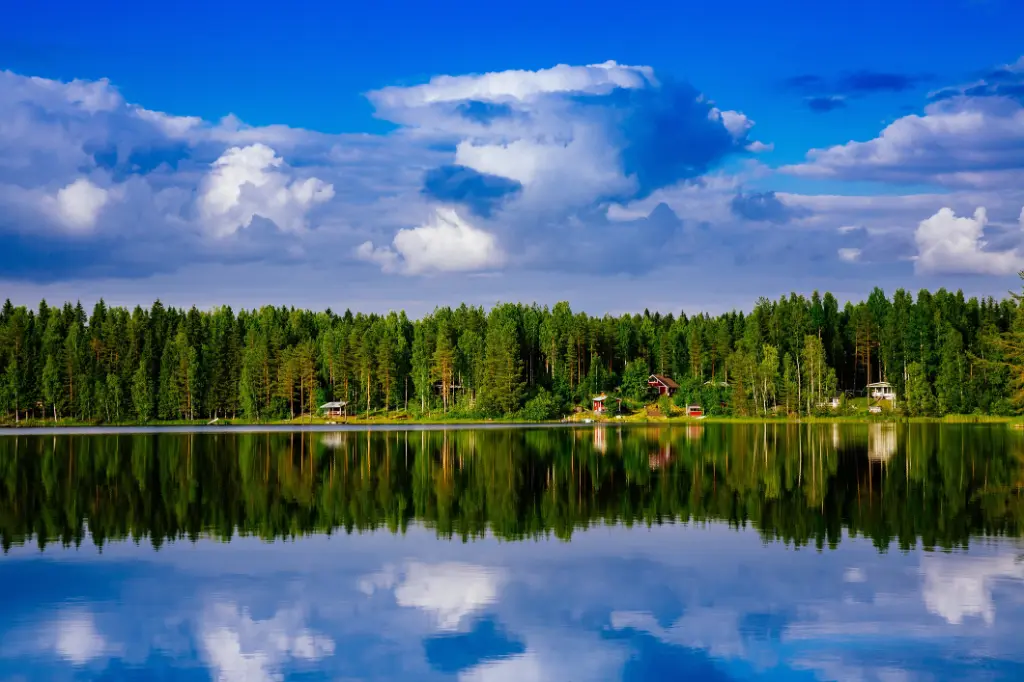 Lonely lake with forest in Finland