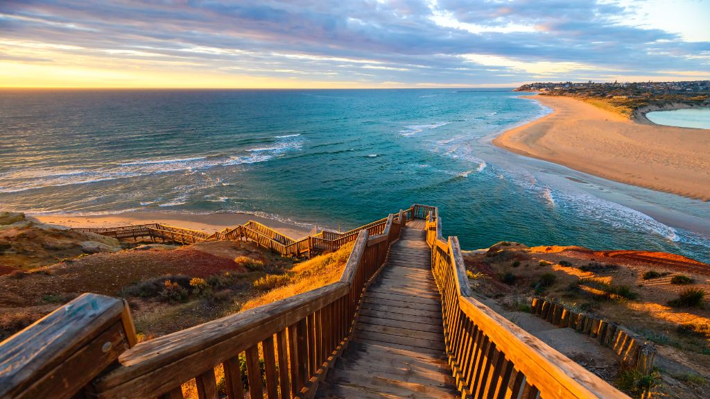 Footbridge to the beach to the sea in South Australia