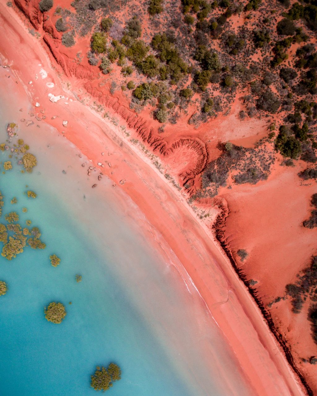 Western Australia dead rock on beach drone shot