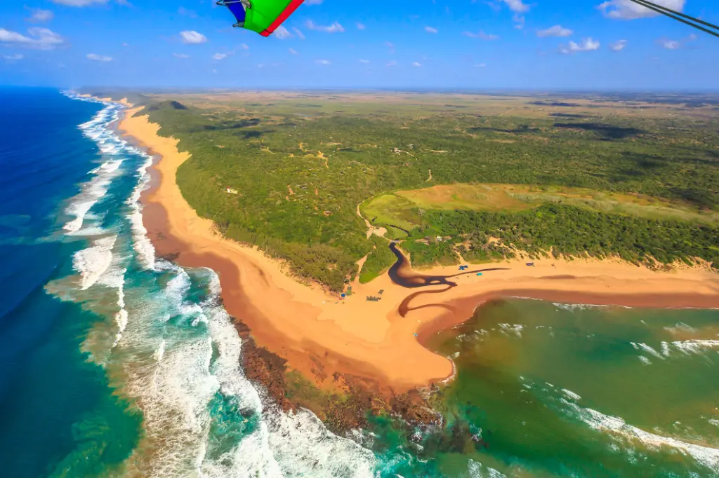 Aerial view of Sodwana Bay National Park within the iSimangaliso Wetland Park